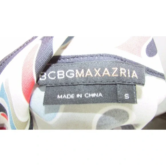 BCBG maxazria S black orange blue print top blouse women's Small - Picture 5 of 5